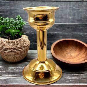 Vintage Gold Brass Candle Stick Holder Oil Lamp Base 6.5" Made In England